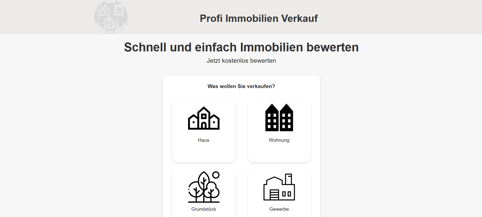 Ausschnitt von der Seite von Profi- Immobilien-Verkauf